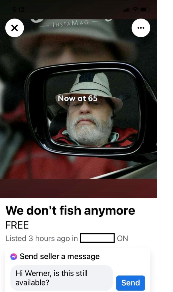 Ad that says We don't fish anymore